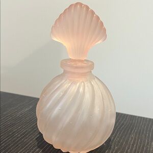 Art Deco  pink glass Shell-Inspired Pink Perfume Bottle